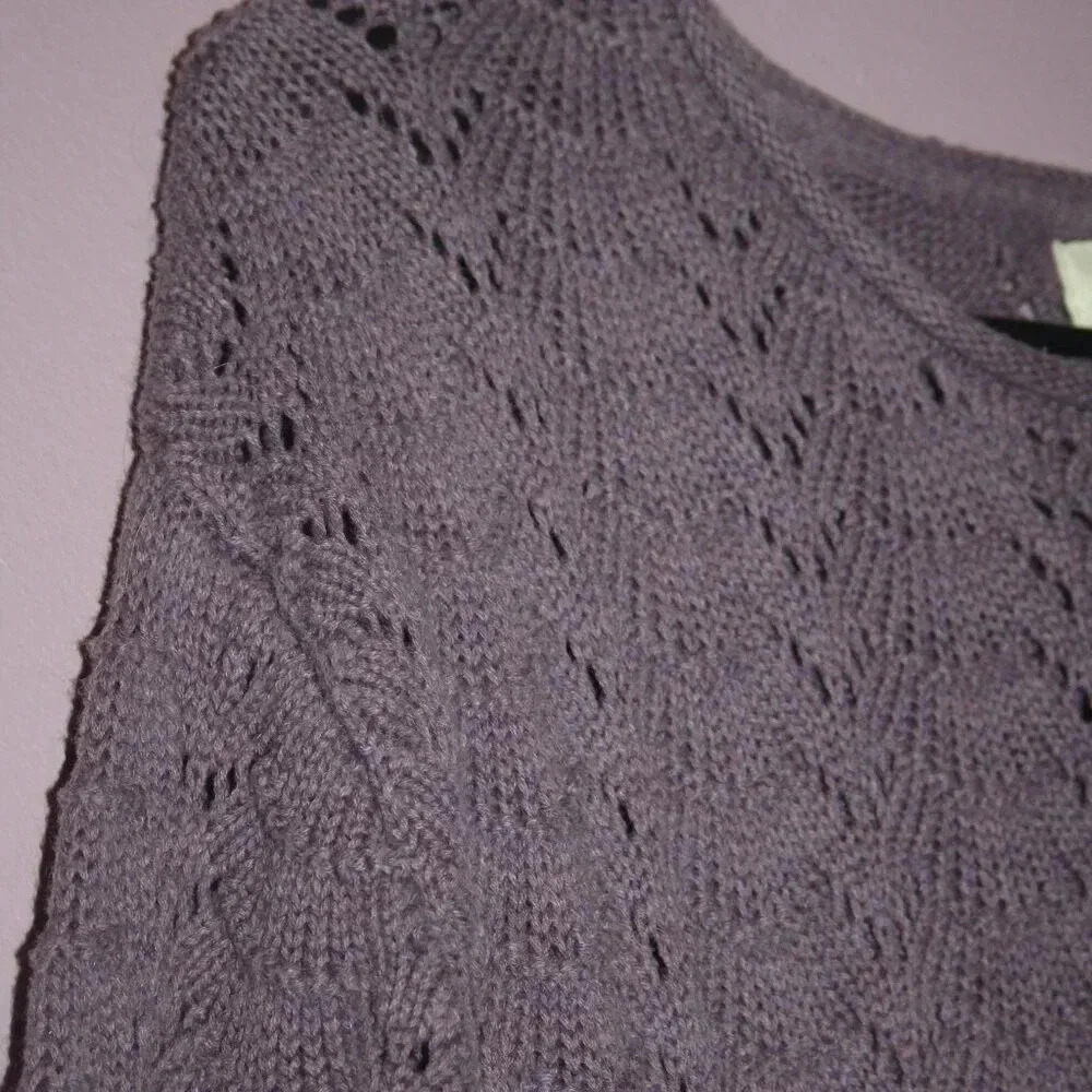 Sonoma Purple Roll Neck Sweater Size Large Crew Style 100% Cotton 3/4 Length - Picture 9 of 15